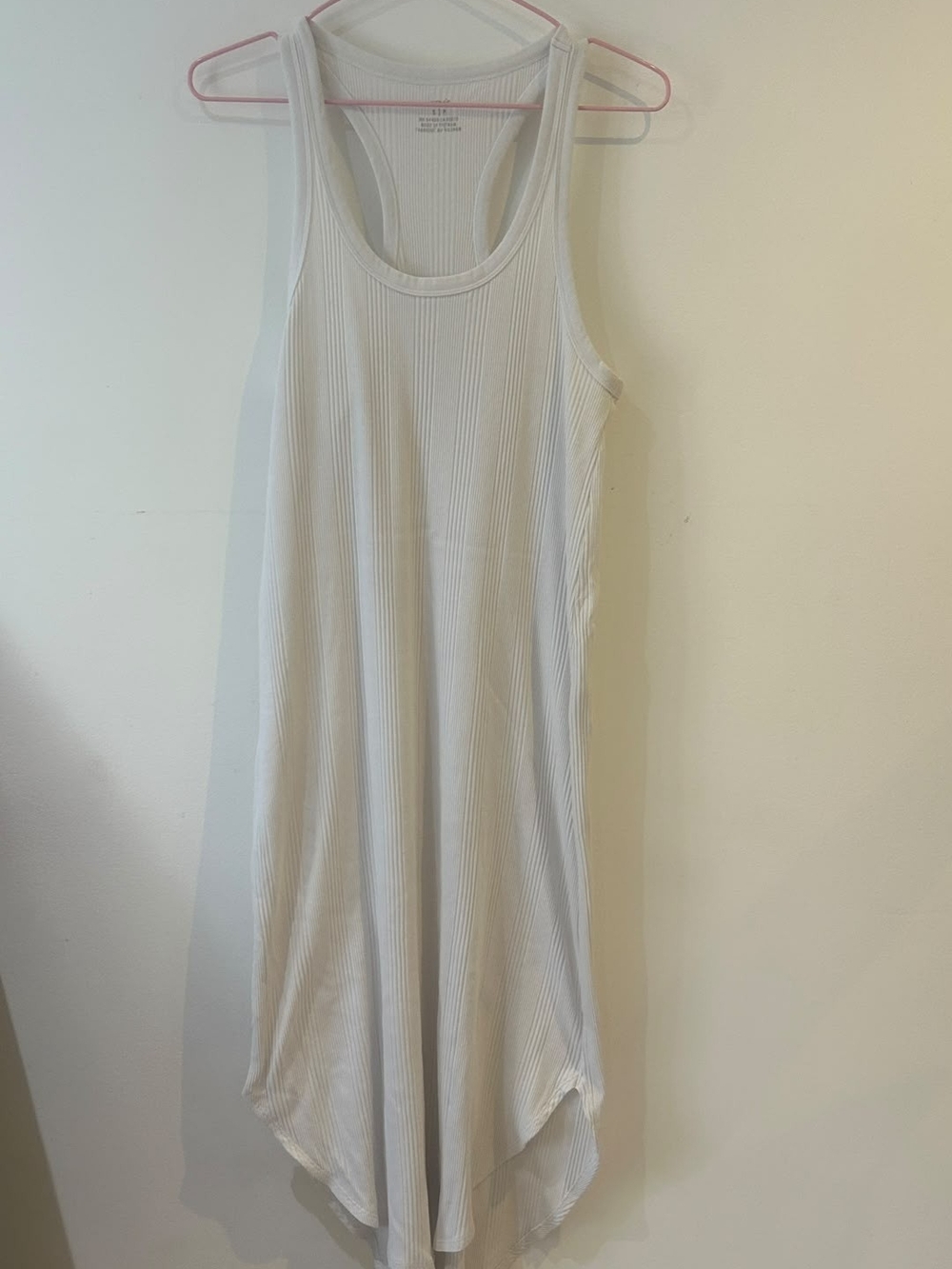 Minimalist Aerie Ribbed Midi Dress Racerback Neutral Clean Girl Aesthetic Size S